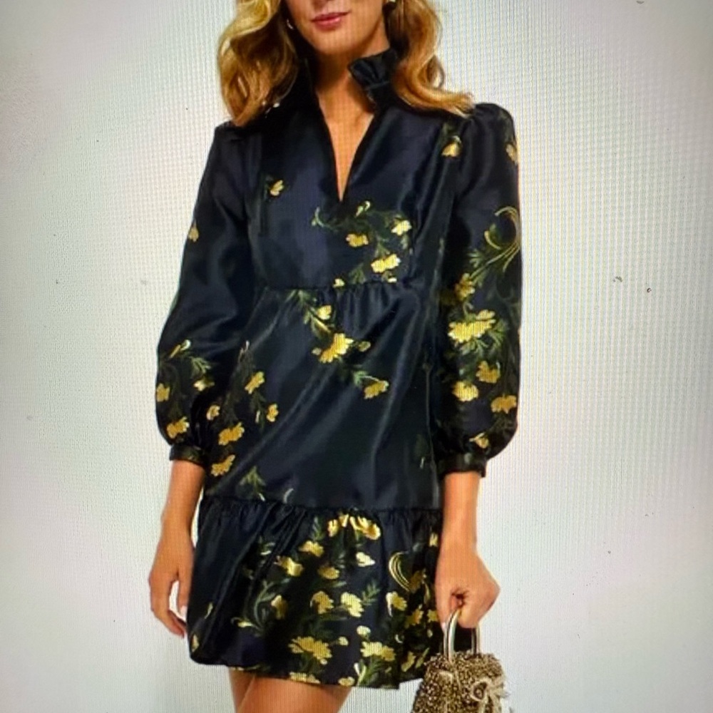 NWT Tuckernuck dress Navy Jasmine Vine, Jacquard Pal